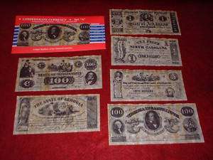 Civil War Reproduction Set A Confederate, $100 Virginia  
