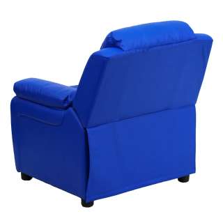 Deluxe Heavily Padded Contemporary Blue Vinyl Kids Recliner with 