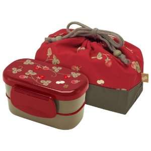  Strawberry Print Bento Box with Bag   Made in Japan