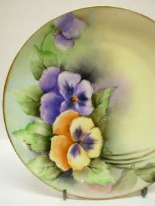 Antique Flowers Pansies MZ Moritz Zdekauer China Porcelain Plate 