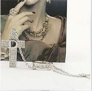   Jewelry Womens Crystal D Letters Cross Ring Necklace Chain  