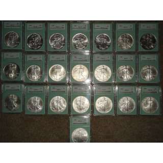 1986 2007 Brilliant Uncirculated American Silver Eagle Collection in 