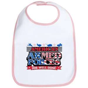 Baby Bib Petal Pink American Armed Forces Army Navy Air Force Military 