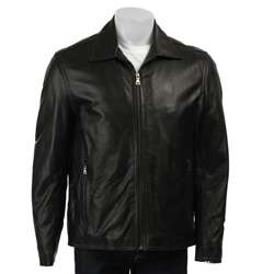 Izod Mens Black Moto Leather Jacket  