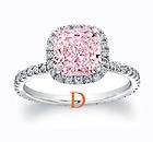 Fancy Purplish Pink GIA Diamond Cushion Cut Eternity Ring Set in 