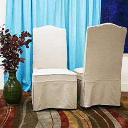 Coralie Beige Linen Slipcover Effect Dining Chairs (Set of 2 