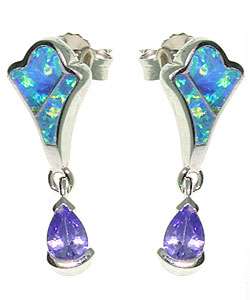 Sterling Silver Opal Royal Purple Earrings  Overstock