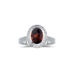  0.66 Cts Diamond & 2.10 Cts Garnet Ring in 18K White Gold 