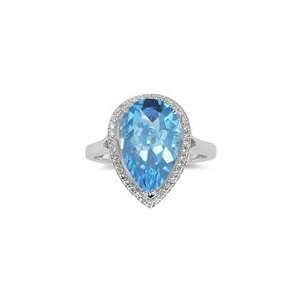  0.19 Cts Diamond & 4.55 Cts Swiss Blue Topaz Ring in 