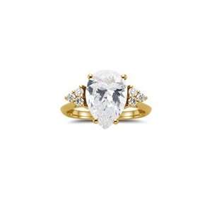  0.18 Cts Diamond & 4.23 Cts White Topaz Ring in 14K Yellow 