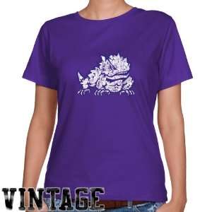 NCAA TCU Horned Frogs Ladies Purple Distressed Logo Vintage Classic 