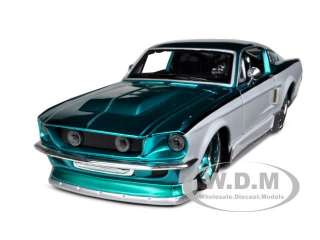 1967 FORD MUSTANG GT TEAL/WHITE CUSTOM 124 DIECAST MODEL CAR BY 