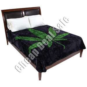 Blanket Bed Spread Marijuana Weed Pot Leaf Soft Plush Fleece King 