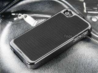   Designer Snake Clip PU Leather Chrome Case Cover For iPhone 4 4S