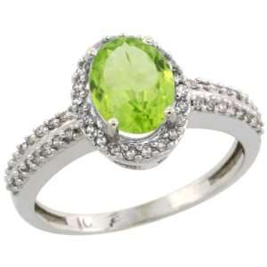  ) Halo Engagement Peridot Ring w/ 0.184 Carat Brilliant Cut Diamonds 