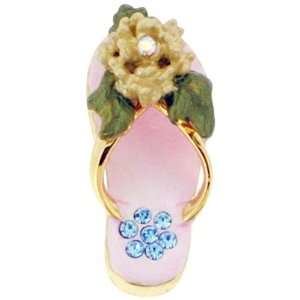  Swarovski Crystal Pink Flip Flop Golden Pendant Jewelry