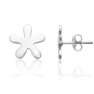    Sterling Silver Tarnish Free Polished Flower Stud Earrings Jewelry