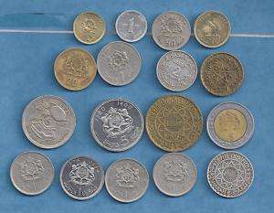 17 MOROCCO COINS DIFFERENT VALUES AND YEARS  