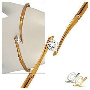    24k Gold GF CZ Simulated Diamond Bangle Bracelet 8 New: Jewelry