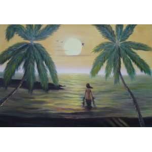  Peaceful Moment in Oceanside Oil Painting 24 x 36 inches 