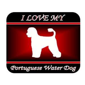  I Love My Portuguese Water Dog Mouse Pad   Red Design 