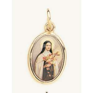  Gold Plated Religious Medal   St. Theresa Jewelry