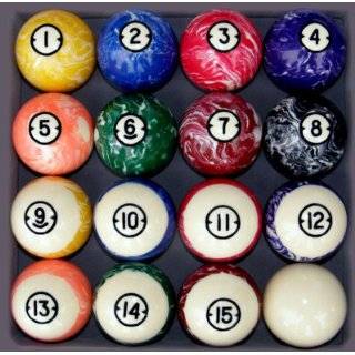 Pool Table Billiard Ball Set, Swirl/Marble Style:  Sports 