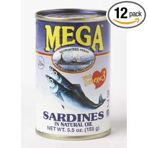 Mega Sardines in Natural Oil 5.5oz (Pack Grocery & Gourmet Food