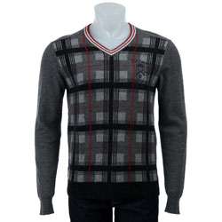 Jacky Wilkins Mens Lambswool Blend Plaid Sweater  