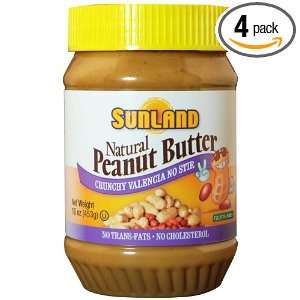 Sunland Valencia Peanut Butter Crunchy, No Stir, 16 Ounce PET Jar 