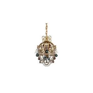   Rose 1 Light Mini Pendant in Antique Silver with Autumn crystal Home