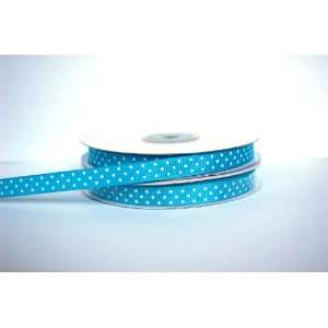  Polka Dot Grosgrain Ribbon 3/8 By 50yd turquoise/white 