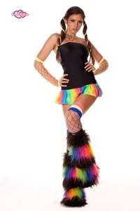Rainbow Bounce Rave Wear Halter Neck Dress Legwarmers Set Contagious 