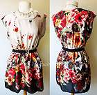   21 Vibrant Warm Multi color Floral Print Silky Smooth Dress w/ Belt