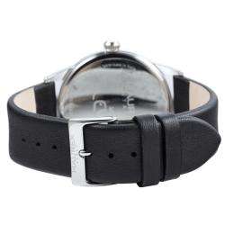 Haurex Italy Mens Leaf Black Dial Leather Strap Watch  Overstock