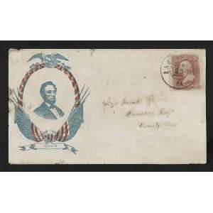  Civil War envelope,Abraham Lincoln,eagle,American flags,1861 