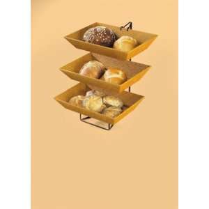  Wire 3 Tier Bamboo Tray Rack   with 3 Trays Kitchen 
