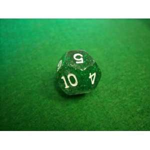  Glitter Green and White 12 Sided Dice Toys & Games