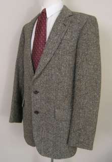   Tweed Sport Coat Speckled Brown Herringbone Vintage 40L Ireland  
