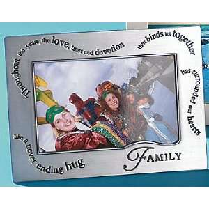  Family Wavy Words Pewter Picture Frame, 6 x 4