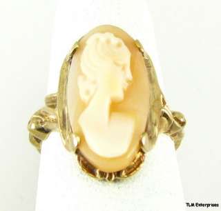 CAMEO SHELL RING   10k Yellow Gold Estate Vintage  