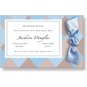  Boy Baby Shower Invitations   Blue Harlequin Ribbon 