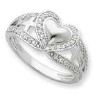 Jewelry Adviser rings Sterling Silver and CZ Polished Pure Heart Ring 