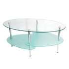 Walker Edison Coffee Table with Oval Glass Top in Chrome Finish