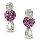 Amour diamond & 5/8 CT TGW Created Ruby Heart Earrings