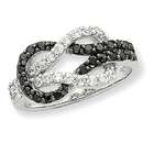   Sterling Silver Rhodium Black and Clear CZ Love Knot Ring Size 7