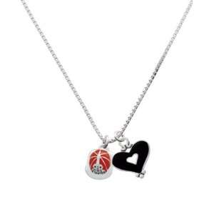   Red Enamel Firefighter Helmet and Black Heart Charm Necklace: Jewelry