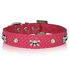 Lot of 2 NWOT Dog Collars Pink Bamboo and Blue Rhinestone Striped 