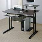   Walnut and black metal workstation desk with slide out keyboard tray