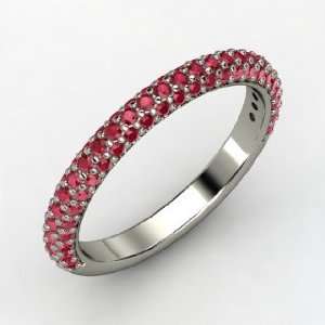  Slim Pave Band, Platinum Ring with Ruby Jewelry